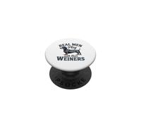 Les Vrais Hommes Jouent avec Leurs Chiots Weiners Dog Doggy Puppies drôle PopSockets PopGrip Adhésif
