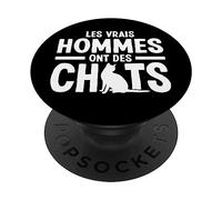 Les Vrais Hommes Ont des Chats Papa Chat PopSockets PopGrip Adhésif