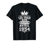 Les Vrais Rois sont Nés en Avril 1954-72 Anniversaire T-Shirt