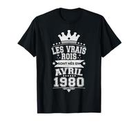 Les Vrais Rois sont Nés en Avril 1980-46 Anniversaire T-Shirt
