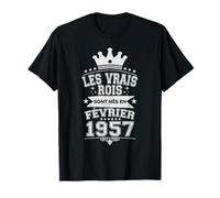 Les Vrais Rois sont Nés en Février 1957-69 Anniversaire T-Shirt