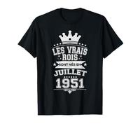 Les Vrais Rois sont Nés en Juillet 1951-75 Anniversaire T-Shirt