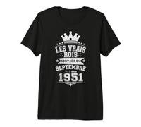 Les Vrais Rois sont Nés en Septembre 1951-75 Anniversaire T-Shirt Haut de Gamme