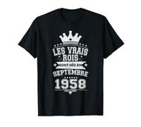 Les Vrais Rois sont Nés en Septembre 1958-68 Anniversaire T-Shirt