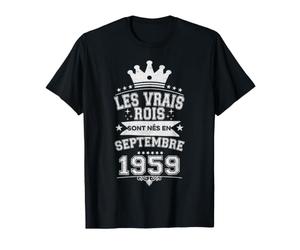 Les Vrais Rois sont Nés en Septembre 1959-67 Anniversaire T-Shirt