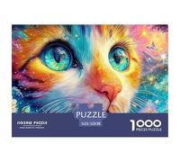 Les Yeux Vivants du Chat reflètent Un Monde Magique Puzzle De 1000 Pièces Pet Chat Mignon Parfait pour Les Soirées De Puzzle en Famille, Adultes Et Enfants 52x38cm/1000pcs
