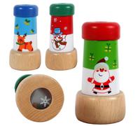 LES ZAMIS EN BOIS-Kaléidoscope de Noël en bois peint coloris assortis diamètre 4,4 x H 8,3 cm