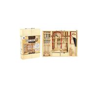 LES ZAMIS EN BOIS-Petite armoire établi en bois avec outils 26x40x8,5 cm