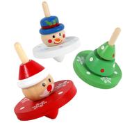 LES ZAMIS EN BOIS-Toupie de noël en bois coloris assortis diamètre 4,3 x 5,4 cm