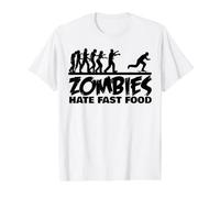 Les Zombies du Skateboard détestent la Restauration Rapide T-Shirt Graphique avec Valeur, Homme, Blanc, M