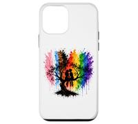 Lesbian Girls Kissing on Tree Branch Rainbow Silhouette Coque pour iPhone 12 Mini