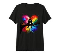 Lesbian Girls Kissing on Tree Branch Rainbow Silhouette T-Shirt Haut de Gamme