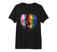 Lesbian Girls Kissing on Tree Branch Rainbow Silhouette T-Shirt Haut de Gamme