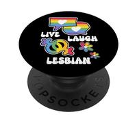 Lesbian Pride Accessories Gay Pride Month Live Laugh Lesbian PopSockets PopGrip Interchangeable