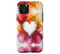 Lesbian Pride Colors Watercolor Floral Heart Flowers Whimsy Coque pour iPhone 11 Pro