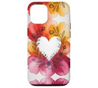 Lesbian Pride Colors Watercolor Floral Heart Flowers Whimsy Coque pour iPhone 12/12 Pro