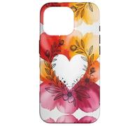 Lesbian Pride Colors Watercolor Floral Heart Flowers Whimsy Coque pour iPhone 16 Pro