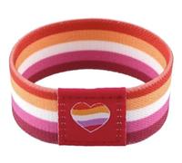 Lesbian Rainbow Color Flag Rights Pride Heart Love LGBTQ Gay Queer Bracelet élastique réversible 18 cm