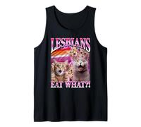 Lesbians Eat What?! Funny Cat Gay Pride LGBTQ Jeu de Mots Débardeur