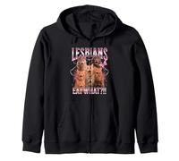 Lesbians Eat What Funny Cat Gay Pride LGBTQ Pun Hommes Femmes Sweat à Capuche
