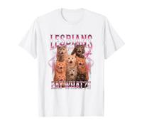Lesbians Eat What Funny Cat Gay Pride LGBTQ Pun Hommes Femmes T-Shirt