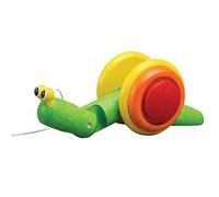 PlanToys Jouet à Tirer Escargot - Animaux à Tirer en Bois dès 1 An - Escargot en Bois Durable - Jouet Éducatif pour Bébé