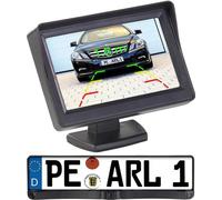 Lescars Caméra de recul PA-470 sans fil Plaque d'immatriculation, aide au stationnement, sans fil, écran LCD couleur Affichage de la distance Aide au recul caméra Beeper Caméra de plaque d'immatricula