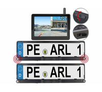 Lescars Caméras avant et de recul solaires HD avec moniteur et avertisseur PA-750