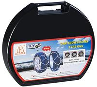 Lescars Chaînes à neige stables XXL pour pneus 225/55 R19 et plus, compatibles avec voiture, camion léger, en acier, avec boîte de transport