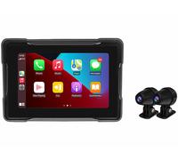 Lescars Écran 5" pour moto compatible CarPlay, Android Auto avec caméras avant et arrière