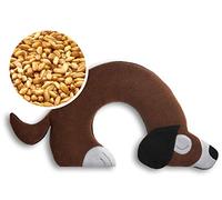 LESCHI Coussin chauffant - Bouillotte micro-ondes - Animal : chien marron - Bouillotte graines de blé bio souple - Idéal pour se réchauffer en hiver et tensions au niveau cou, épaules, nuque
