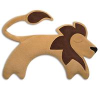 LESCHI Coussin chauffant - Bouillotte micro-ondes - Animal : lion beige - Bouillotte graines de blé bio souple - Idéal pour se réchauffer en hiver et tensions au niveau cou, épaules, nuque