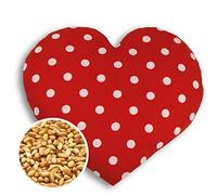 LESCHI Coussin chauffant - Bouillotte micro-ondes - cœur rouge à pois - Bouillotte graines de blé bio souple - Idéal pour se réchauffer en hiver et pour apaiser le ventre