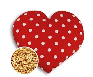 LESCHI Coussin chauffant - Bouillotte micro-ondes - cœur rouge à pois - Bouillotte graines de blé bio souple - Idéal pour se réchauffer en hiver et pour apaiser le ventre