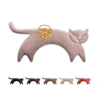 LESCHI Coussin chauffant micro ondes (47x23cm) en coton 100% bio, Chat rose, Bouillotte graines de blé 100% bio, Bouillotte micro-ondes idéale pour réchauffer cervicale, épaules, cou, nuque