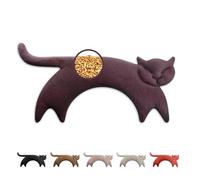 LESCHI Coussin chauffant micro ondes (47x23cm) en coton 100% bio, Chat violet, Bouillotte graines de blé 100% bio, Bouillotte micro-ondes idéale pour réchauffer cervicale, épaules, cou, nuque