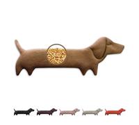 LESCHI Coussin chauffant micro ondes (52x20cm) en coton 100% bio, Chien marron, Bouillotte graines de blé 100% bio, Bouillotte micro-ondes idéale pour réchauffer cervicale, épaules, cou, nuque