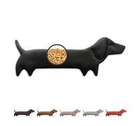 LESCHI Coussin chauffant micro ondes (52x20cm) en coton 100% bio, Chien noir, Bouillotte graines de blé 100% bio, Bouillotte micro-ondes idéale pour réchauffer cervicale, épaules, cou, nuque