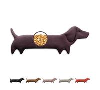 LESCHI Coussin chauffant micro ondes (52x20cm) en coton 100% bio, Chien violet, Bouillotte graines de blé 100% bio, Bouillotte micro-ondes idéale pour réchauffer cervicale, épaules, cou, nuque