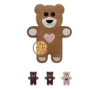 LESCHI Coussin chauffant micro-ondes en coton 100% bio, 10 compartiments, brun doré avec cœur, Bouillotte graines de blé 100% bio, Bouillotte micro-ondes idéale pour soulager les douleurs menstruelles