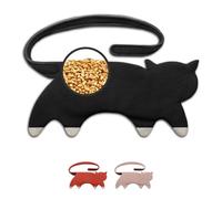 LESCHI Coussin chauffant micro-ondes en coton 100% bio, 10 compartiments, Chat noir, Bouillotte graines de blé 100% bio, Bouillotte micro-ondes idéale pour soulager les douleurs menstruelles