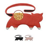 LESCHI Coussin chauffant micro-ondes en coton 100% bio, 10 compartiments, Chat rouge, Bouillotte graines de blé 100% bio, Bouillotte micro-ondes idéale pour soulager les douleurs menstruelles