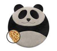 LESCHI Coussin chauffant micro-ondes en coton 100% bio, 4 compartiments, Panda noir, Bouillotte graines de blé 100% bio, Bouillotte micro-ondes idéale pour soulager les douleurs menstruelles