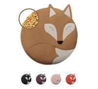 LESCHI Coussin chauffant micro-ondes en coton 100% bio, 4 compartiments, Renard brun doré, Bouillotte graines de blé 100% bio, Bouillotte micro-ondes idéale pour soulager les douleurs menstruelles