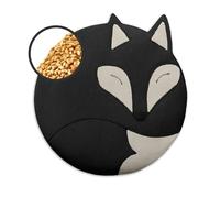 LESCHI Coussin chauffant micro-ondes en coton 100% bio, 4 compartiments, Renard noir, Bouillotte graines de blé 100% bio, Bouillotte micro-ondes idéale pour soulager les douleurs menstruelles