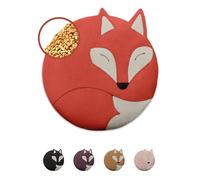 LESCHI Coussin chauffant micro-ondes en coton 100% bio, 4 compartiments, Renard rouge, Bouillotte graines de blé 100% bio, Bouillotte micro-ondes idéale pour soulager les douleurs menstruelles