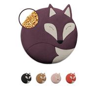 LESCHI Coussin chauffant micro-ondes en coton 100% bio, 4 compartiments, Renard violet, Bouillotte graines de blé 100% bio, Bouillotte micro-ondes idéale pour soulager les douleurs menstruelles