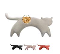 LESCHI Coussin chauffant micro ondes en coton 100% bio, Chat gris, Bouillotte graines de blé 100% bio, Bouillotte micro-ondes idéale pour réchauffer cervicale, épaules, cou, nuque