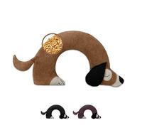 LESCHI Coussin chauffant micro ondes en coton 100% bio, Chien brun doré, Bouillotte graines de blé 100% bio, Bouillotte micro-ondes idéale pour réchauffer cervicale, épaules, cou, nuque