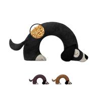 LESCHI Coussin chauffant micro ondes en coton 100% bio, Chien noir, Bouillotte graines de blé 100% bio, Bouillotte micro-ondes idéale pour réchauffer cervicale, épaules, cou, nuque